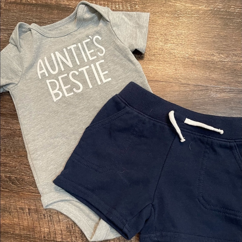 Cat & Jack Onesie & Garanimals Shorts Outfit - 3-6M
